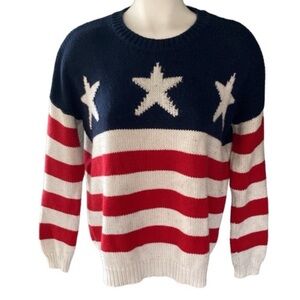 Forever 21 Patriotic Sweater stars stripes flag look cotton blend size medium